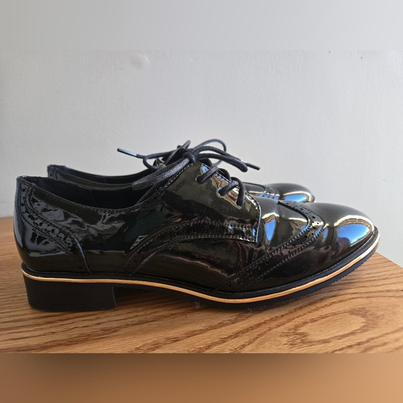 NWOB Anna Field Black Lace Up Loafer Style Womens Shoes Size 9 - Picture 6 of 10